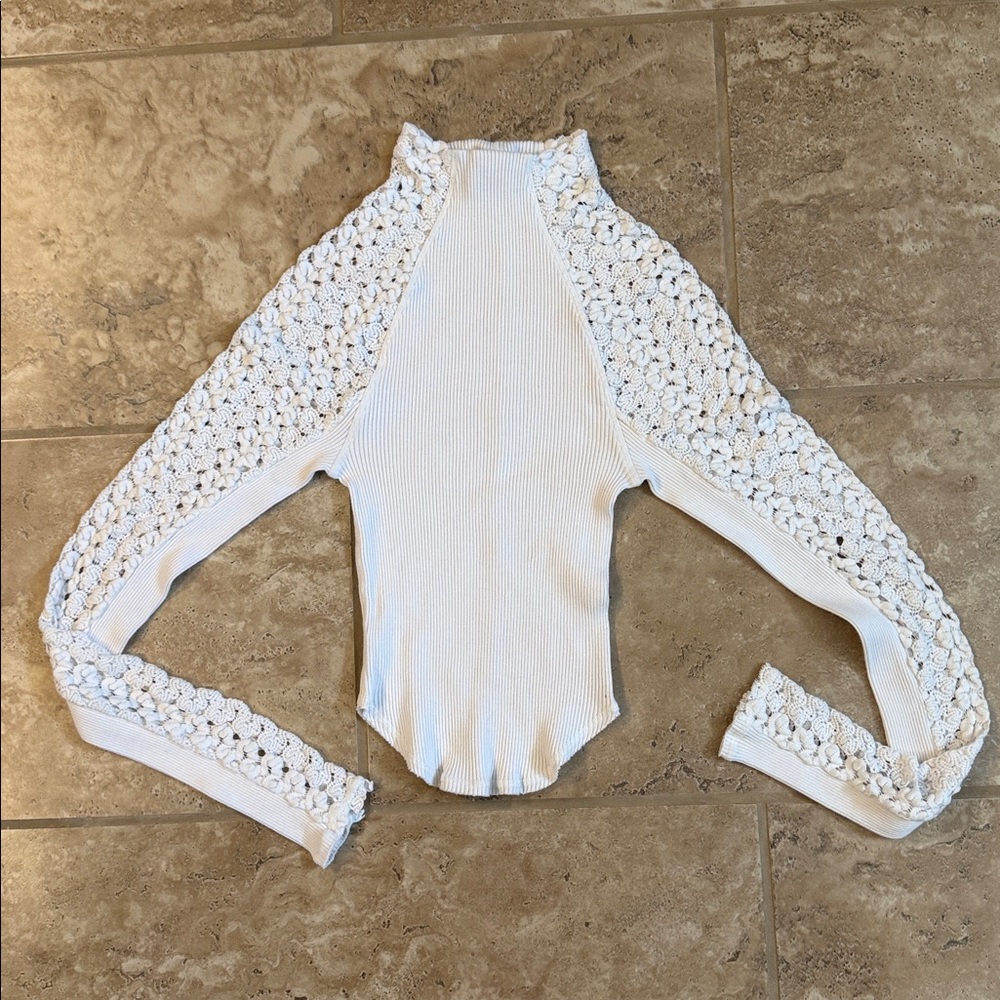 Free People Clemente Mixed Media Stretch Cotton long sleeved shirt size S